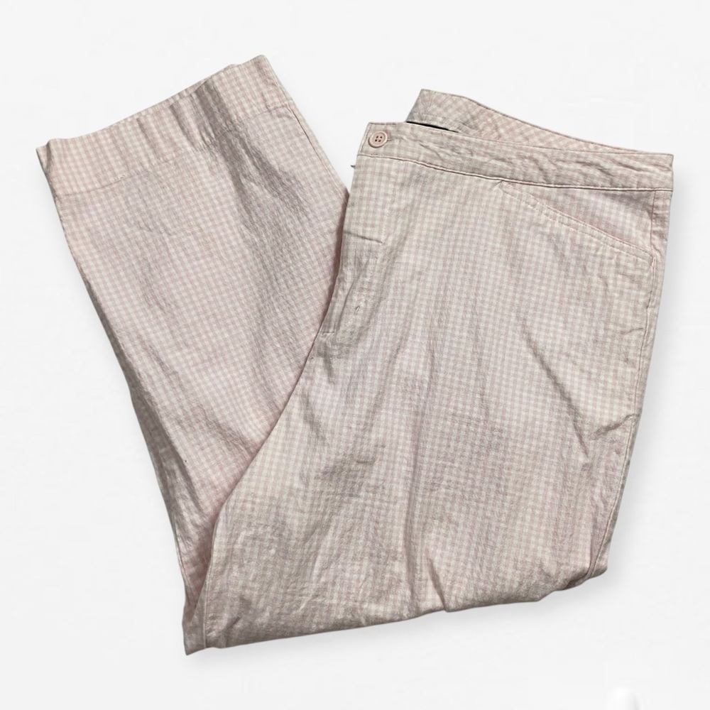 Sonoma Lightweight Cotton pink white gingham summer crop capris Chinos pants 16
